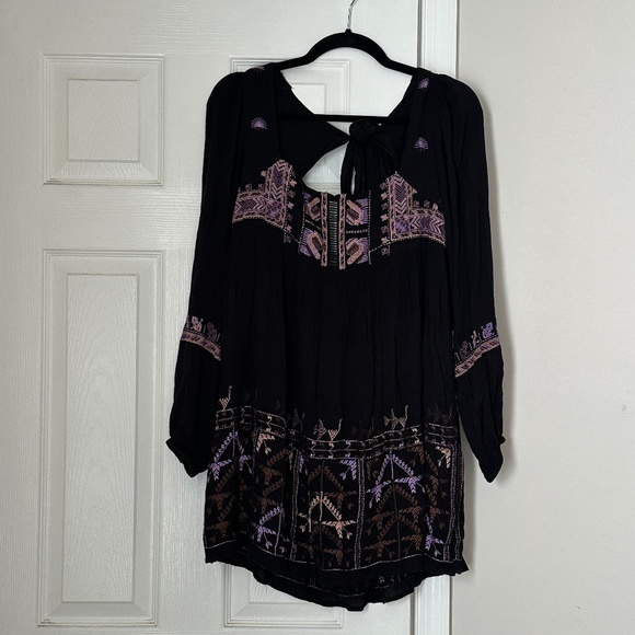 Free People Rhiannon Embroidered Mini Boho Dress Open Back Extra Small NWT - Picture 1 of 9